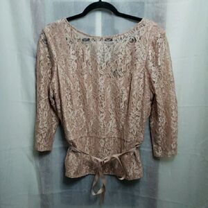 Alex Evenings 3/4 Sleeve Embroidered Blouse Top Dressy Feminine Girly Size XL